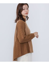 BEAMS HEART / ニットコンビ 異素材プルオーバー BEAMS HEART WOMEN ビームス ハート トップス カットソー・Tシャツ ネイビー ホワイト ベージュ【送料無料】[Rakuten Fashion]