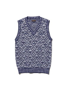 �ySALE�^30%OFF�zV-Neck Vest KASURI Jacquard BEAMS PLUS �r�[���X ���� �g�b�v�X �j�b�g �C�G���[ �l�C�r�[ �x�[�W���yRBA_E�z�y���������z[Rakuten Fashion]