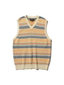 BEAMS PLUS｜リネン フェアアイル ベスト BEAMS PLUS ビームス メン トップス ベスト・ジレ グリーン ネイビー カーキグリーン ベージュ【送料無料】[Rakuten Fashion]