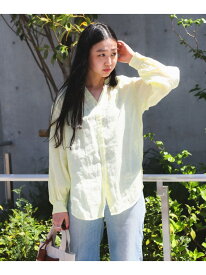 リネン キーネック シャツ Ray BEAMS ビームス ウイメン トップス シャツ・ブラウス ブルー イエロー ホワイト【送料無料】[Rakuten Fashion]