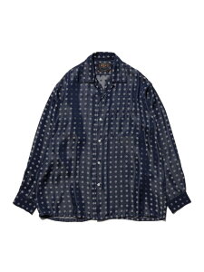 Open Collar Cupro Dot Pattern BEAMS PLUS �r�[���X ���� �g�b�v�X �V���c�E�u���E�X �l�C�r�[ �C�G���[�y���������z[Rakuten Fashion]