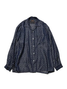 Open Collar Cupro Dot Zigzag Pattern BEAMS PLUS �r�[���X ���� �g�b�v�X �V���c�E�u���E�X �O���[�� �l�C�r�[�y���������z[Rakuten Fashion]