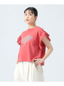 【SALE／30%OFF】袖レース プリント Tシャツ 25SS クロップド BEAMS HEART WOMEN ビームス ハート トップス カットソー・Tシャツ レッド グレー【RBA_E】[Rakuten Fashion]
