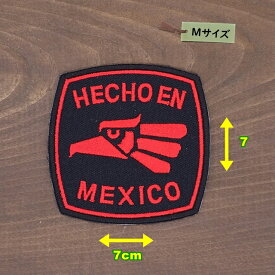 アイロンワッペン ( HECHO EN MEXICO 赤 )(Mサイズ)