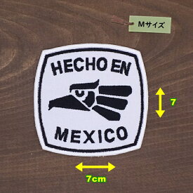 アイロンワッペン ( HECHO EN MEXICO 白 )(Mサイズ)