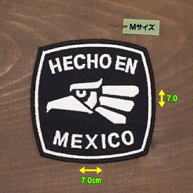 アイロンワッペン ( HECHO EN MEXICO 黒 )(Mサイズ)