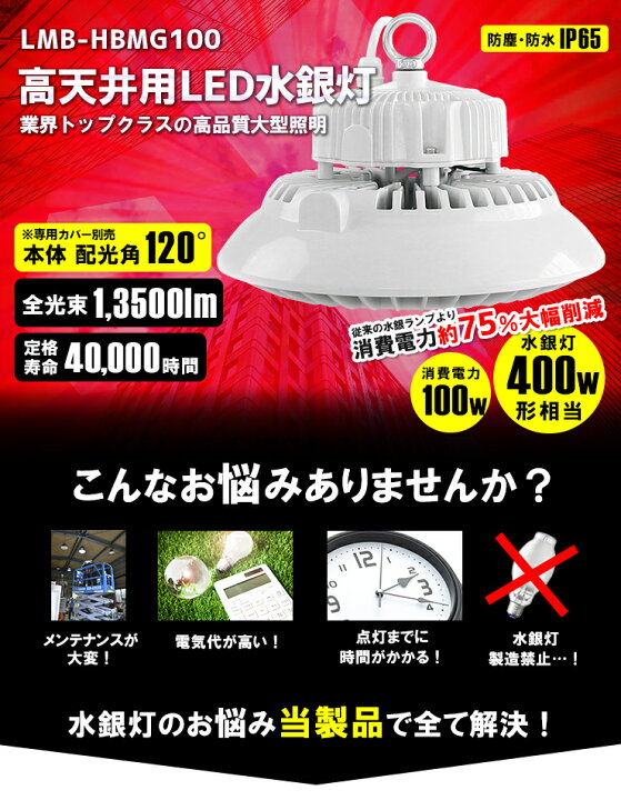 楽天市場】LED水銀灯 400W水銀灯相当 高天井用LED 反射笠 LED照明 屋外 