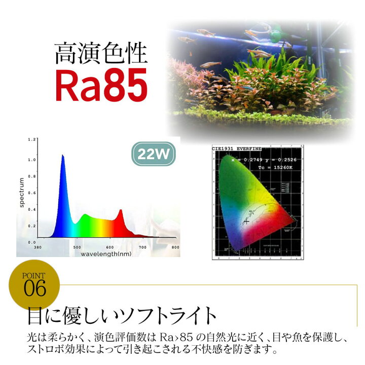 楽天市場】LED 水槽 アクアリウムライト 水槽ライト 60cm〜75cm 22W 