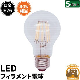 【数量限定】5個セットLED電球 E26 40W 相当 300度 フィラメント エジソン レトロ 北欧 虫対策 濃い電球色 300lm 電球色 500lm LDA4-F-BT-G--5 ビームテック