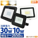 LED投光器 電球色 昼光色 黒 白 10W 30W IP65 屋内 屋外 防塵 耐塵 防水
