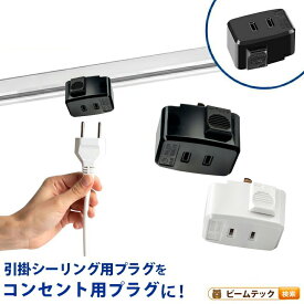 ダクトレール コンセント プラグ 平行2穴 黒 白 SOK-HEIKOU ビームテック