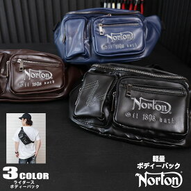 Norton ノートン ボディーバック ライダース PUレザー 軽量 軽い メンズ バイカー カジュアル 鞄 カバン 232n8510