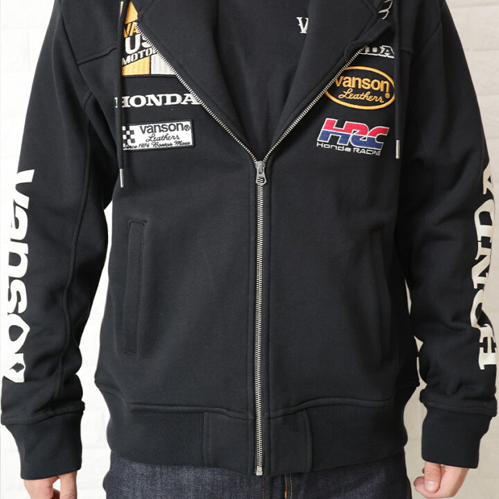 楽天市場】VANSON バンソン ホンダ フルジップ パーカー 刺繍 メンズ  