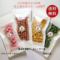 はじめてセット 4種 送料無料 クランベリーカシュー 60g 醤油落花生 75g カレーそら豆 70g 抹茶大豆 80g …