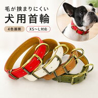 【P5倍アップ中】 犬用首輪 毛が挟まりにくい構造のレザーカラー おしゃれな4色展開 XS〜Lサイズ対応 小…
