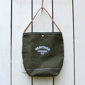 Heritage Leather Co. Bucket Tote / bag canvas leather / Olive ヘリテージ レザー バケット トート / バック 肩掛け キャンバス レザーストラップ オリーブ / 別注色 Made in USA アメリカ製 heritage