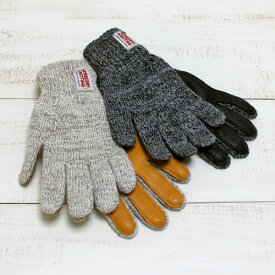 Newberry Knitting Rag Wool Glove / fleece lined knit leather deerskin unisex Oatmeal / Charcoal / mix ニューベリー ニッティング ラグ ウール グローブ / ボア裏地 鹿革 ミックス ニット 手袋 オートミール チャコール 米国製
