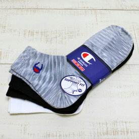 Champion 3 Pack Quarter Socks mesh / White Black Mix Grey チャンピオン クォーター ソックス 3足組 ワンポイント メッシュ / ノンパイル ホワイト ブラック ミックスグレー 通気性 抗菌防臭 くるぶし丈 champion socks