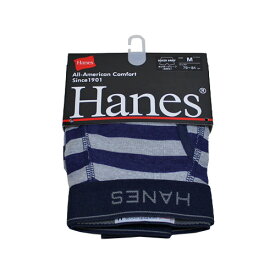 Hanes global value line Boxer Brief / 373 Navy Grey standard daily ヘインズ ボクサー ブリーフ 前開き ネイビー グレー / ボーダー プリント 抗菌 防臭 1枚組 アンダーウェア 定番 パック Tee hanes