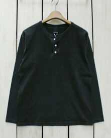 Good On Longsleeve Henley Tee T Shirts / Black Pigment Dye グッドオン グットオン ヘンリー ネック Tシャツ / 長袖 ブラック 黒 製品染め ピグメント 日本製 goodon