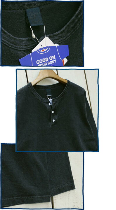 楽天市場】Good On L / S Henley Tee / P-Black long sleeve t shirts 
