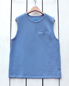 Good On Fleece Sweat Vest / kodenshi Smoky Blue / reactive dye �O�b�h�I�� �t���[�X �X�E�F�b�g �x�X�g �N���[�l�b�N ���|�P�b�g ���d�q ���N�� ���ۉ��� �X���[�L�[ �u���[ ���i���� made in japan ���{�� goodon 
