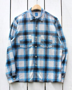 Good On Ombre LS Open Shirts long sleeve check print Ivory / black blue �O�b�h�I�� �O�b�g�I�� �I�[�v���J���[ �V���c / ���� �I���u�� �`�F�b�N �v�����g T�V���c���n �{�^�� �A�C�{���[ �u���b�N �u���[ ���{