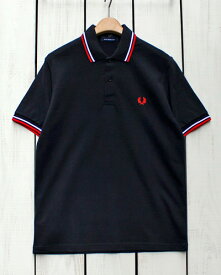 Fred Perry Twin Tipped Fred Perry Shirt polo pique 186 Black / White Red フレッド ペリー 2本ライン フレッドペリー シャツ ポロ 半袖 ピケ 鹿の子 ブラック ホワイト レッド 定番 made in England 英国製 fred M12 m12
