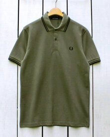 Fred Perry Twin Tipped Fred Perry Shirt polo pique Q41 Uniform Green Black フレッド ペリー 2本ライン フレッドペリー シャツ ポロ 半袖 ピケ 鹿の子 オリーブ グリーン ブラック made in England 英国製 fred M12 m12