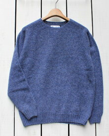 Harley of Scotland Crew Neck Sweater Clipper wool made in scotland ハーレー オブ スコットランド クルーネック セーター ニット シームレス ウール ブルー グレー ミックス harley