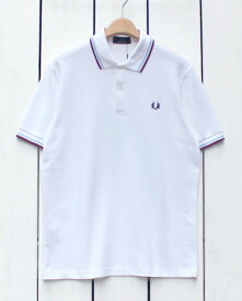 Fred Perry Twin Tipped Fred Perry Shirt / polo pique / 120 White Ice Maroon フレッド ペリー 2本ライン フレッドペリー シャツ / ポロ 半袖 ピケ 鹿の子 / ホワイト アイス マルーン made in England 英国製 fred M12 m12