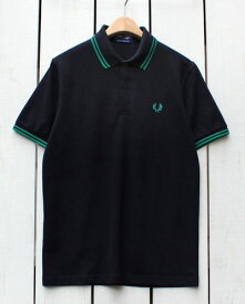 Fred Perry Twin Tipped Fred Perry Shirt polo pique T27 Black FP Green フレッド ペリー 2本ライン フレッドペリー シャツ ポロ 半袖 ピケ 鹿の子 ブラック グリーン 限定色 made in England 英国製 fred M12 m12