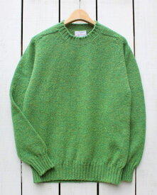 Jamieson's Plain Saddle Shoulder Crew sweater 3ply wool Leprechaun made in scotland ジャミーソンズ サドル ショルダー クルー セーター ニット シェットランド ウール 3プライ 厚手 / レプラコーン グリーン jamiesons