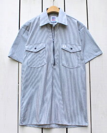 Big Bill Hickory Stripe S/S Shirts with Half Zip short sleeve / nonwash work ビック ビル ハーフ ジップ ワーク シャツ 半袖 ヒッコリー / ノンウォッシュ アメリカンサイズ made in CANADA & USA cadet big