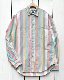 Gitman Vintage LS 2 Pocket Work Shirts regular collar Multi Oxford Wide Stripe ギットマン ヴィンテージ 長袖 2ポケット ワーク シャツ レギュラー カラー / マルチ オックスフォード ワイド ストライプ アメリカ製 gitman
