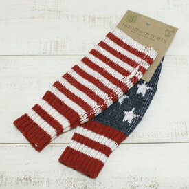 green 3 apparel Flag Handwarmers / glove Americana recycled cotton knit Navy Red Off-Wht / made in USA グリーン スリー アパレル リサイクルコットン グローブ 手袋 指なし ニット 星条旗 ネイビー レッド オフホワイト アメリカ製
