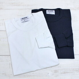 Upcycle Recycle Long Sleeve / crew tee poly cotton / White & Navy アップサイクル リサイクル ロングスリーブ クルーネック バインダー 袖口リブ Tシャツ ホワイト & ネイビー 白 紺 made in usa アメリカ製 upcycle