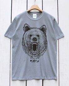 KAVU SS Bear Tee / front print short sleeve / Grey pigment カブー ベアー Tシャツ / 半袖 フロント プリント 熊 くま グレー ピグメント 染め kavu キャンプ フェス