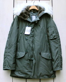 US Military Dead Stock N-3B / Parka Extreme Cold Weather fur flight jacket / Sage Green made in usa ミリタリー デッドストック コールドウエザー パーカー ファー フード フライト ジャケット コート セージ グリーン n3b