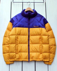 Marmot Down Sweater Jacket / 750fill GDRB Gold Royal Blue マーモット ダウン セーター ジャケット 防風 撥水 軽量 保温 ゴールド ロイヤルブルー 2トーン レトロ marmot 750フィル ダウン レイカース