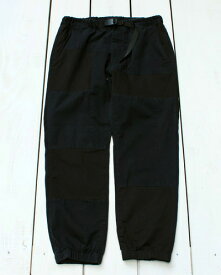 Rokx × sage de cret Patchwork Jogger Pants stretch taperd crazy Black ロックス サージュデクレ パッチワーク ジョガー パンツ ミリタリー 切替 同色系 裾ゴム メッシュ裏地 ブラック 黒 rokx コラボ 21