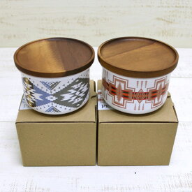 Pendleton Enamel Canister S / 9cm native / 400ml / 2-Pattern Silver Bark / Harding ペンドルトン ホーロー キャニスター Sサイズ 琺瑯 ネイティブ / ナチュラル 2柄展開 / life goods pendleton