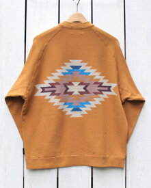 Pendleton Back Print Sweat / crew trainer loose fit / Mustard Papago Springs ペンドルトン バックプリント クルー スウェット 長袖 ラグランスリーブ 裏毛 ルーズフィット / マスタード ネイティブ柄 unisex pendleton