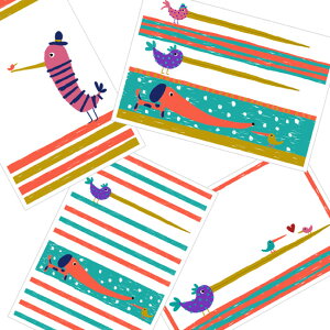 TaMa Postcard 4-Set /  |XgJ[h 4Zbg Gt nKL ͂ CXg A[g ݂킽  Ck  ͗l 킢