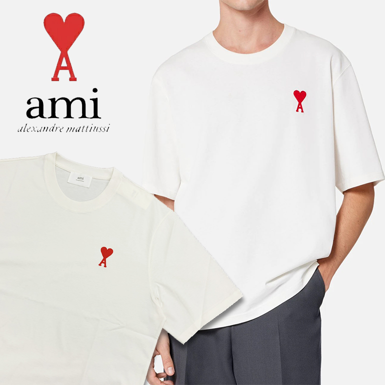 アミ パリス Tシャツ 半袖 Sサイズ ロゴ 刺繍 大人気 白 ホワイト 
