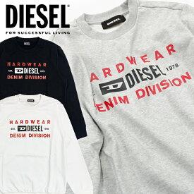 DIESEL ディーゼル メンズ トレーナー スウェットS-GIRK-K10ロゴ プリント クルーネック プルオーバー　 グレー 大きいサイズ