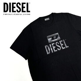 ディーゼル DIESEL メンズ WロゴTシャツ 半袖 トップスT-DIEGO-TONE-ON-TONE A09753 RPATIブラック 黒 シンプル 定番レギュラーフィット