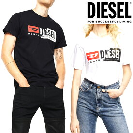 ディーゼル DIESEL メンズ WロゴTシャツ 半袖 トップスT-DIEGO-CUTY 00SDP1 0091A白 ホワイト ブラック 黒 シンプル 定番ユニセックス 男女兼用 ペア カップル おそろい