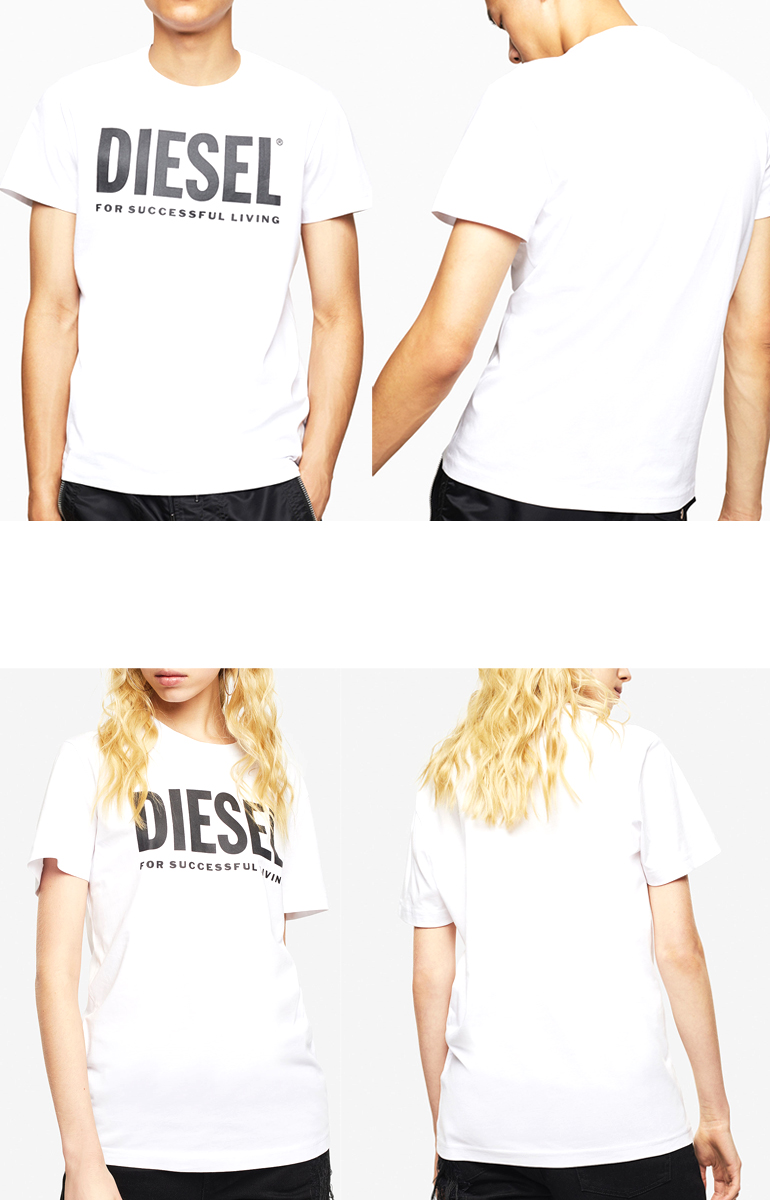 ディーゼル DIESEL メンズ Tシャツ 半袖 TEE ロゴ トップスT-DIEGO-LOGO 00SXED 0AAXJ白 ホワイト ブラック 黒  シンプル 定番ユニセックス 男女兼用 ペア カップル おそろい | インポートショップ　BEARE