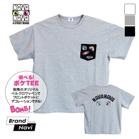 ナバナバ Tシャツ ポケット付き NAVANAVA カットソー 子供 男子 女子 韓国 Kファッション 半袖 韓流 ストリート 男女兼用 ビックサイズ オーバーサイズ ダンス 衣装 ヒップホップ おしゃれ かわいい ワッペン 遊べる 小学生 中学生